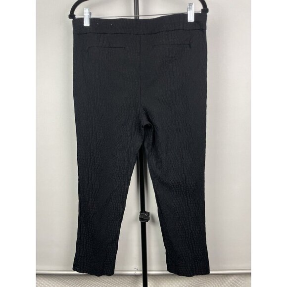 Chico’s Black Crocodile Texture Pull On Skinny Cropped Ankle Pants Size 12P - Picture 3 of 6